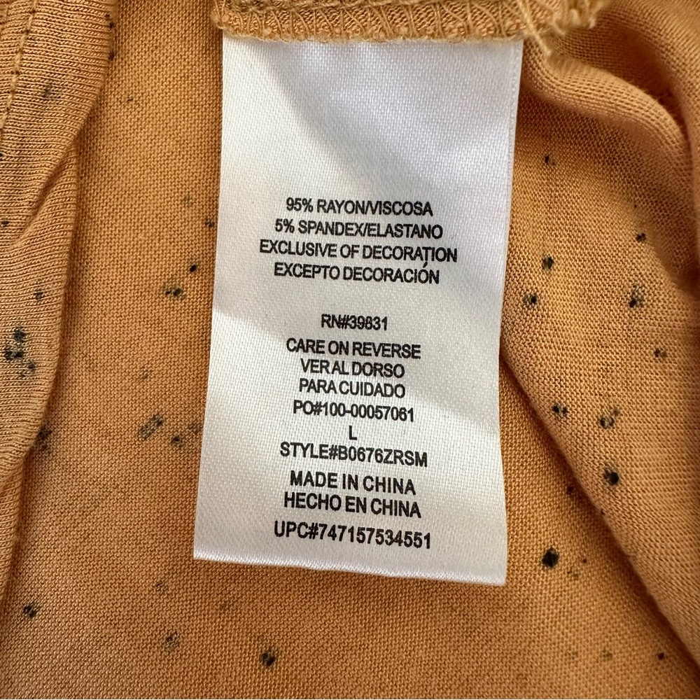 DEMOCRACY Mustard Yellow Twist Front Long Sleeve V-Neck Tunic Top Size Large - Picture 6 of 6